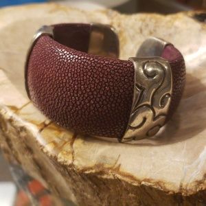 Zina stingray leather and sterling silver cuff